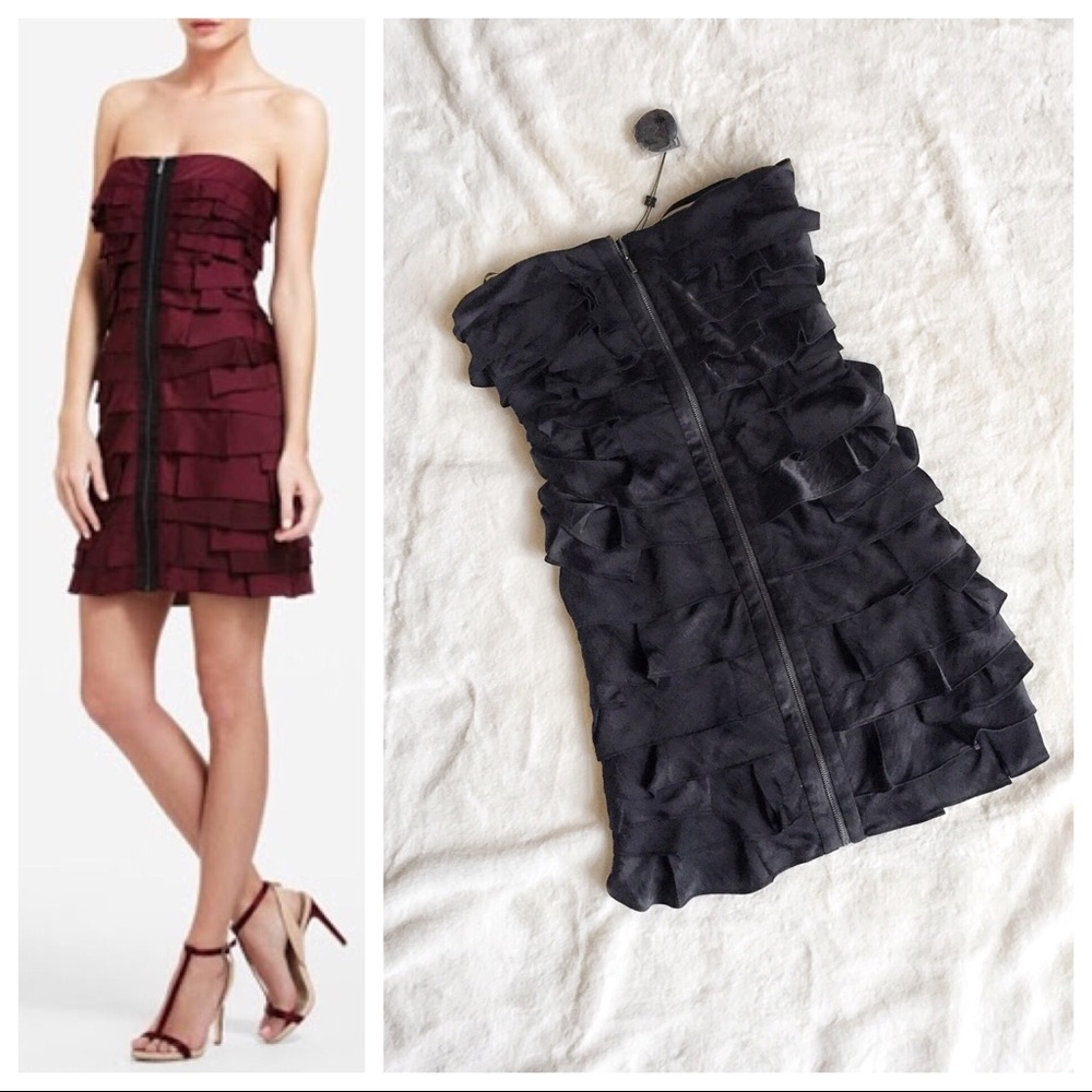 BCBG Max Azria Brandie Black Ruffle Zipper Dress